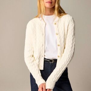 J. Crew Ivory Textured Button-Up Cardigan
